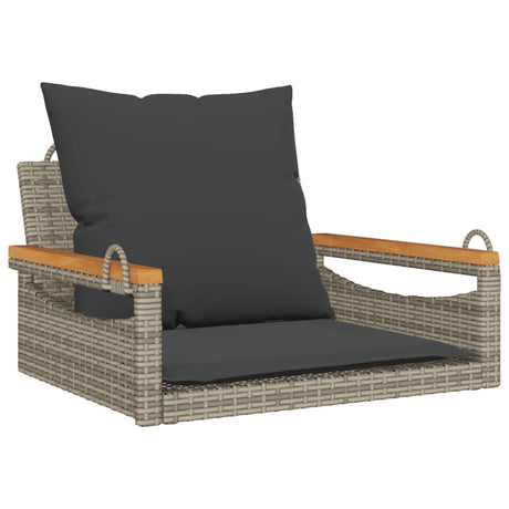 Vidaxl schommelbank met kussens 63x62x40 cm poly rattan grijs