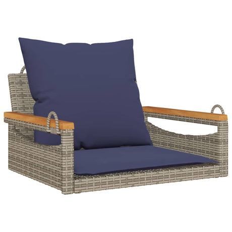 Vidaxl schommelbank met kussens 63x62x40 cm poly rattan grijs