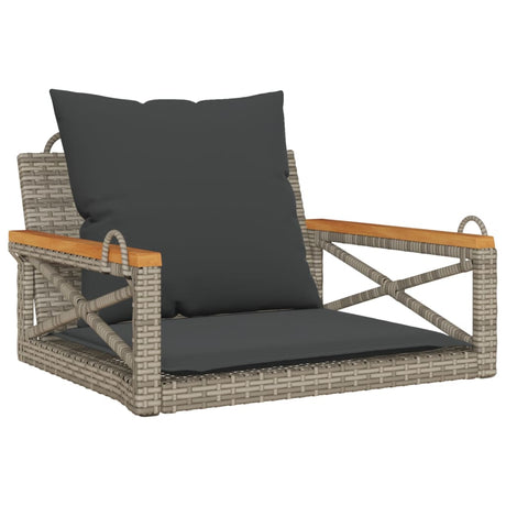 Vidaxl schommelbank met kussens 63x62x40 cm poly rattan grijs