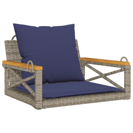 Vidaxl schommelbank met kussens 63x62x40 cm poly rattan grijs