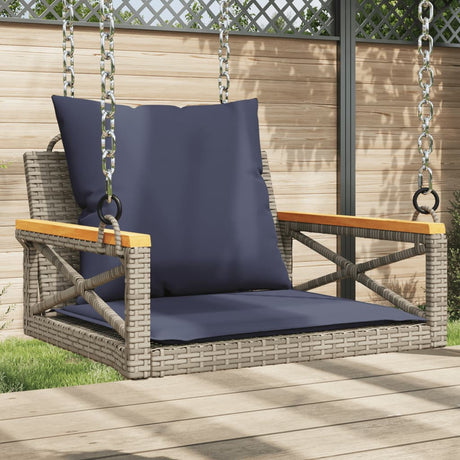 Vidaxl schommelbank met kussens 63x62x40 cm poly rattan grijs