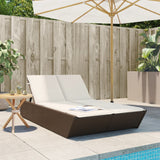 Vidaxl ligbed 2-persoons met kussens poly rattan bruin