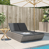 Vidaxl ligbed 2-persoons met kussens poly rattan grijs
