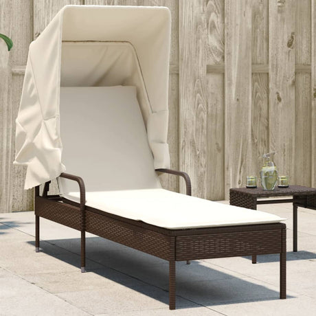 Vidaxl ligbed met luifel poly rattan bruin