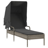 Vidaxl ligbed met luifel poly rattan grijs