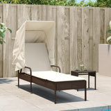 Vidaxl ligbed met luifel en tafel poly rattan bruin