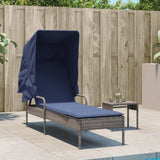 Vidaxl ligstoel met luifel en tafel grijs poly rattan
