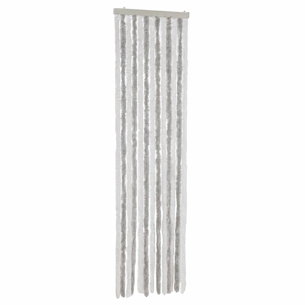 Vidaxl vliegengordijn 56x185 cm chenille lichtgrijs en wit