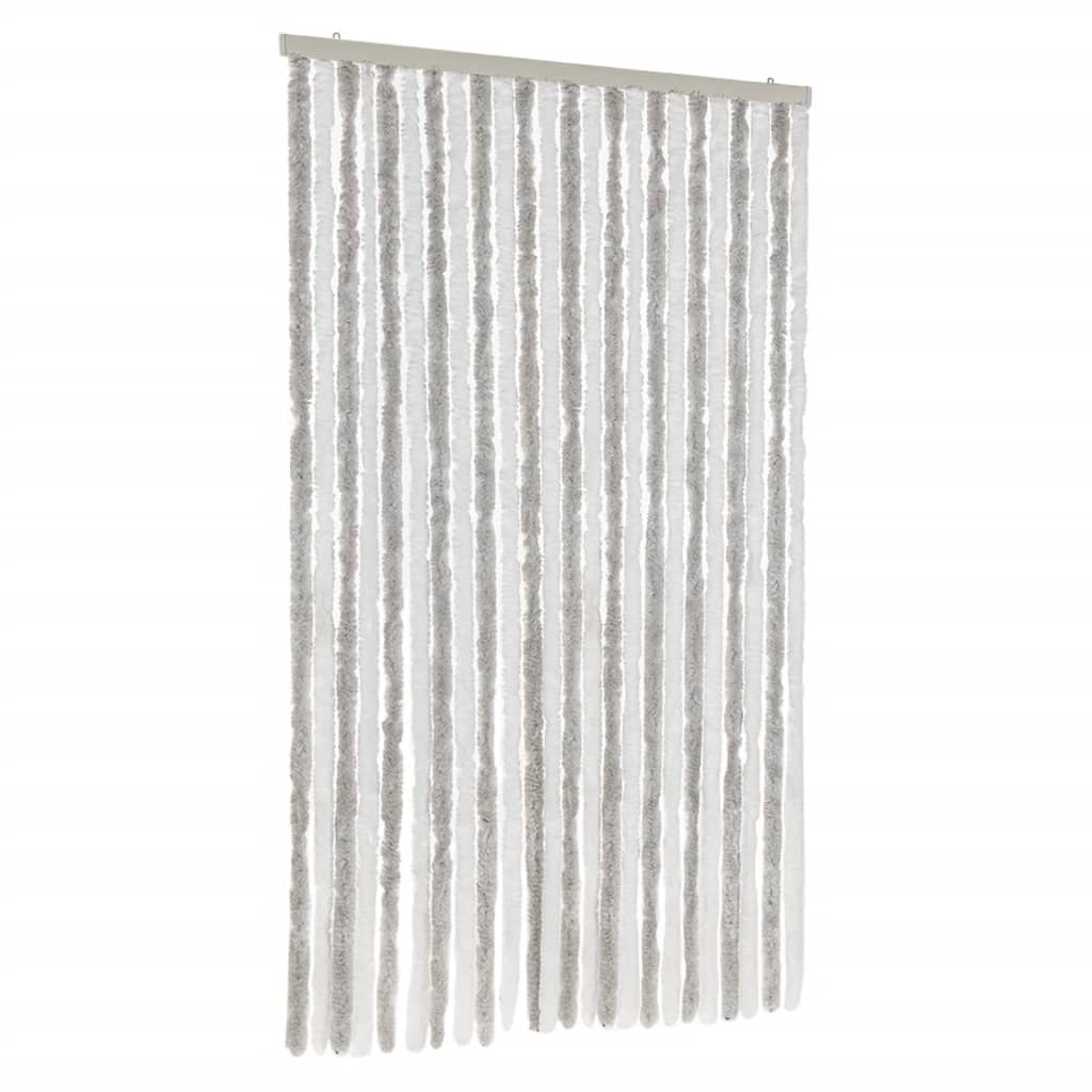 Vidaxl vliegengordijn 100x230 cm chenille lichtgrijs en wit