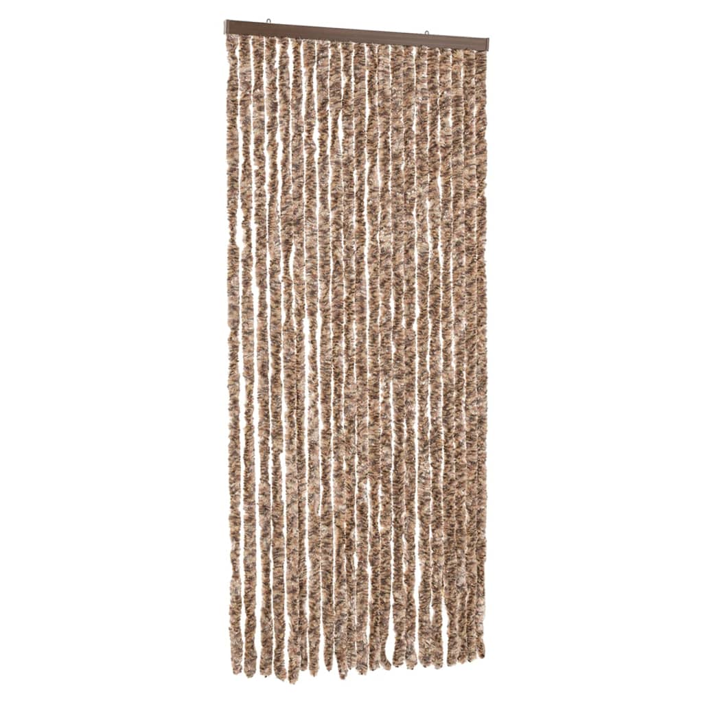 Vidaxl Fly Vorhang 90x200 cm Chenille Beige und dunkelbraun