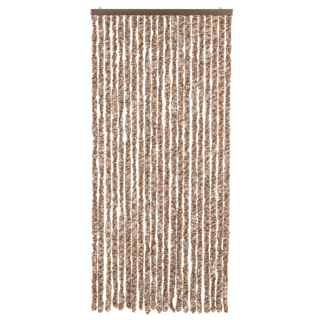 Vidaxl Fly Curtain 90x220 cm Chenille beige e marrone scuro