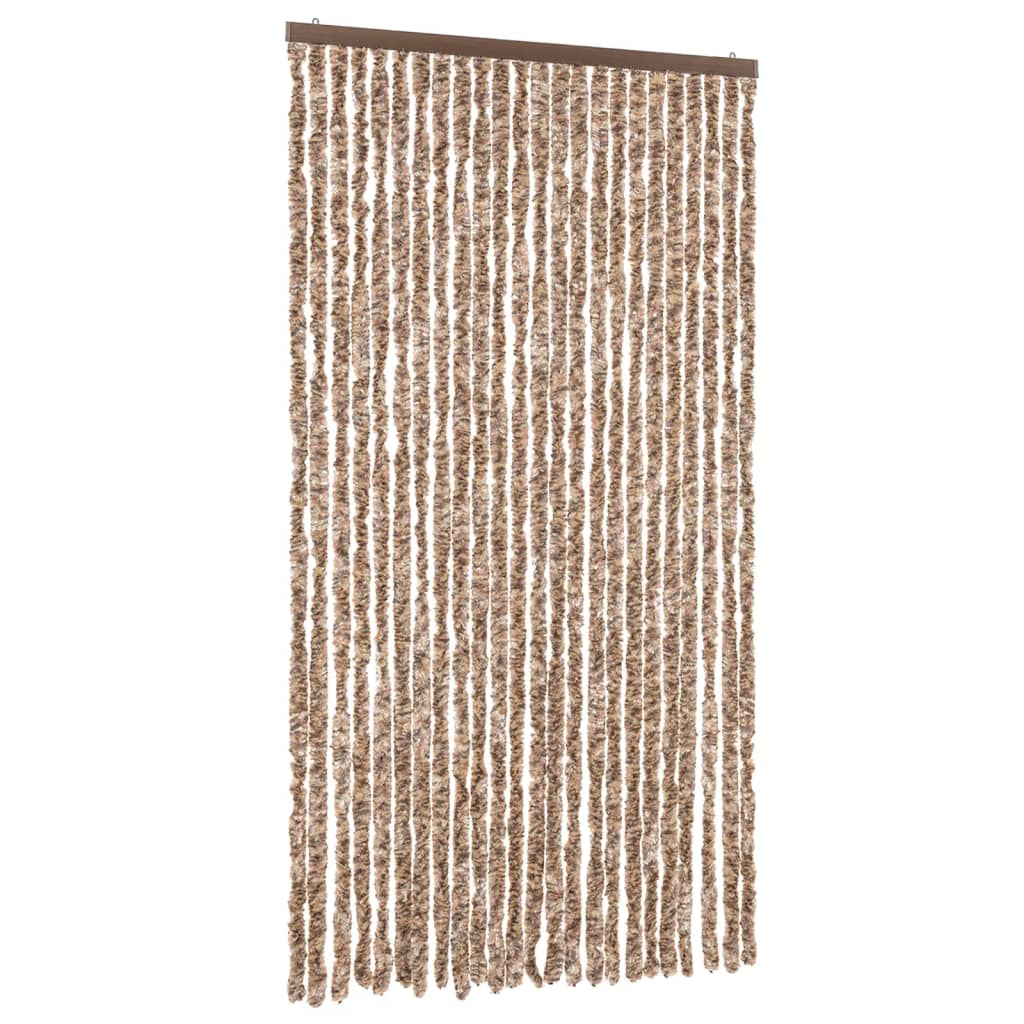 Cortina de mosca Vidaxl 100x200 cm chenille beige y marrón oscuro