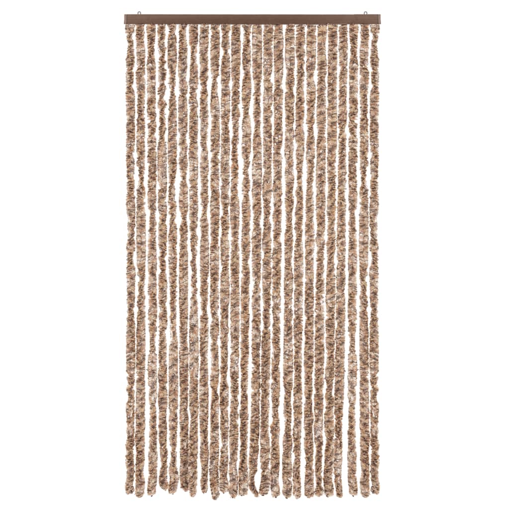 Vidaxl Fly Curtain 100x200 cm Chenille Beige i ciemnobrązowy