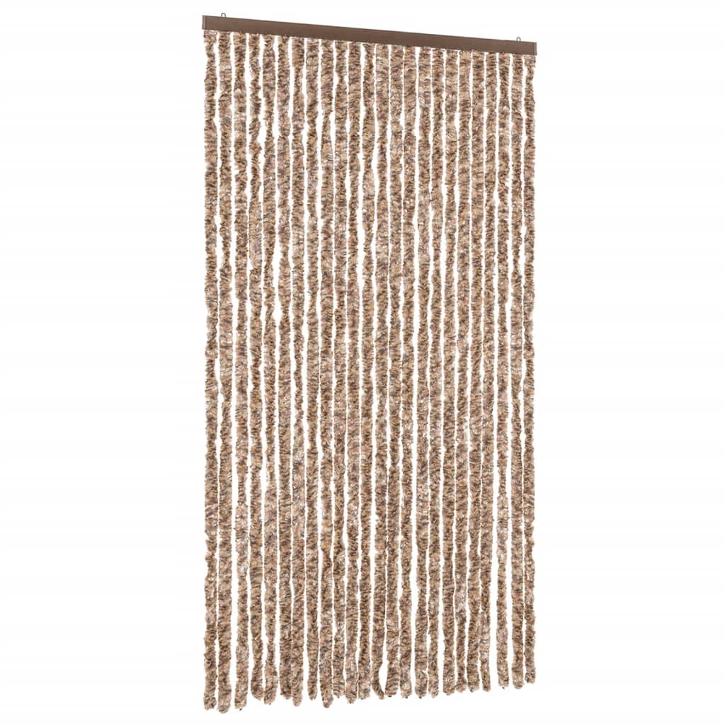 Cortina de mosca Vidaxl 100x220 cm chenille beige y marrón oscuro