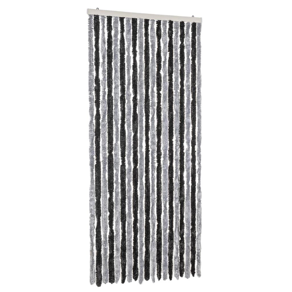 Vidaxl Fly Curtain 56x200 cm Chenille Grey and Black