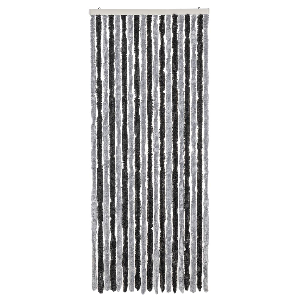 Vidaxl Fly Curtain 56x200 cm Chenille Grey and Black