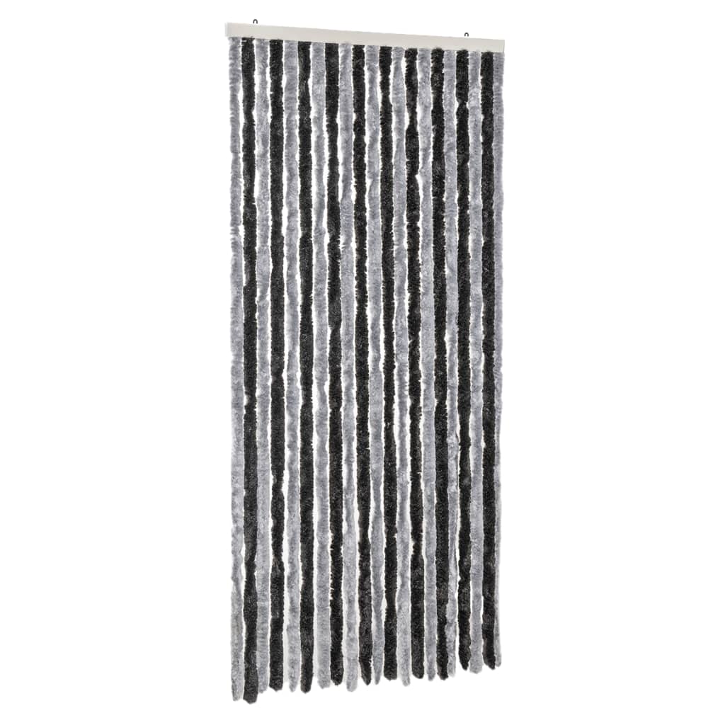 Vidaxl Fly Curtain 90x200 cm Chenille Grey and Black