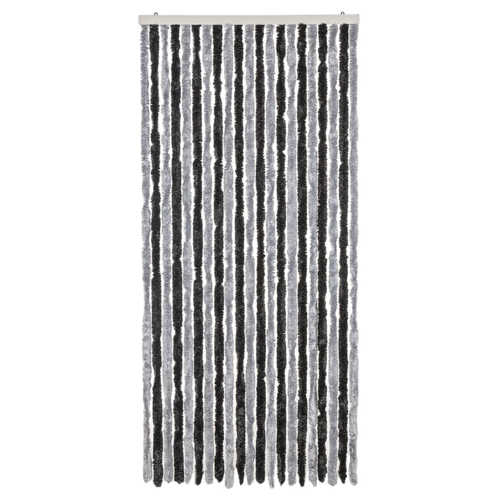 Vidaxl Fly Curtain 90x200 cm Chenille Grey and Black