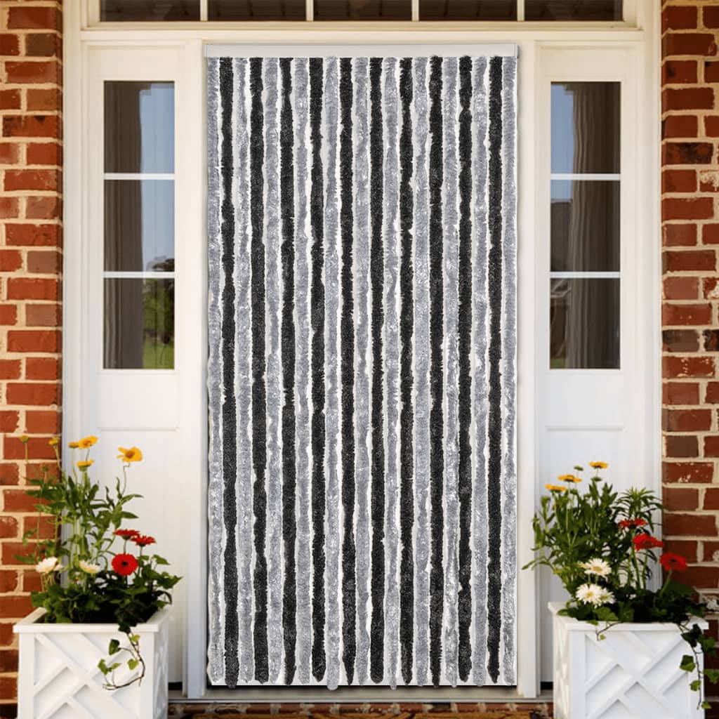 Vidaxl Fly Curtain 90x200 cm Chenille Gray and Black