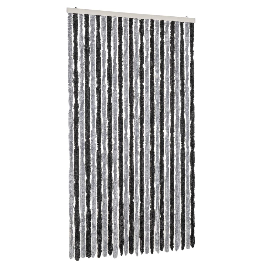 Vidaxl Fly Curtain 100x220 cm Chenille Grey and Black