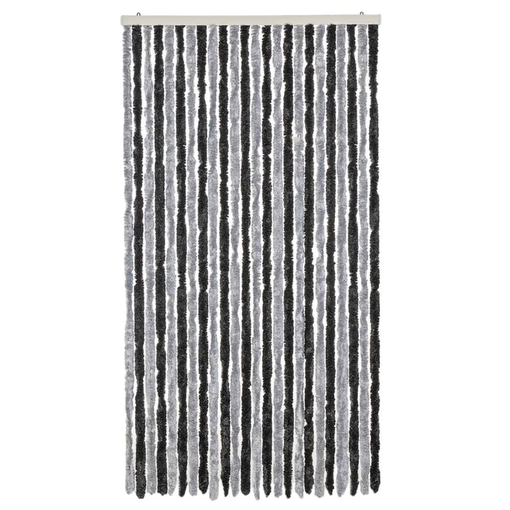 Vidaxl Fly Curtain 100x220 cm Chenille Grey and Black