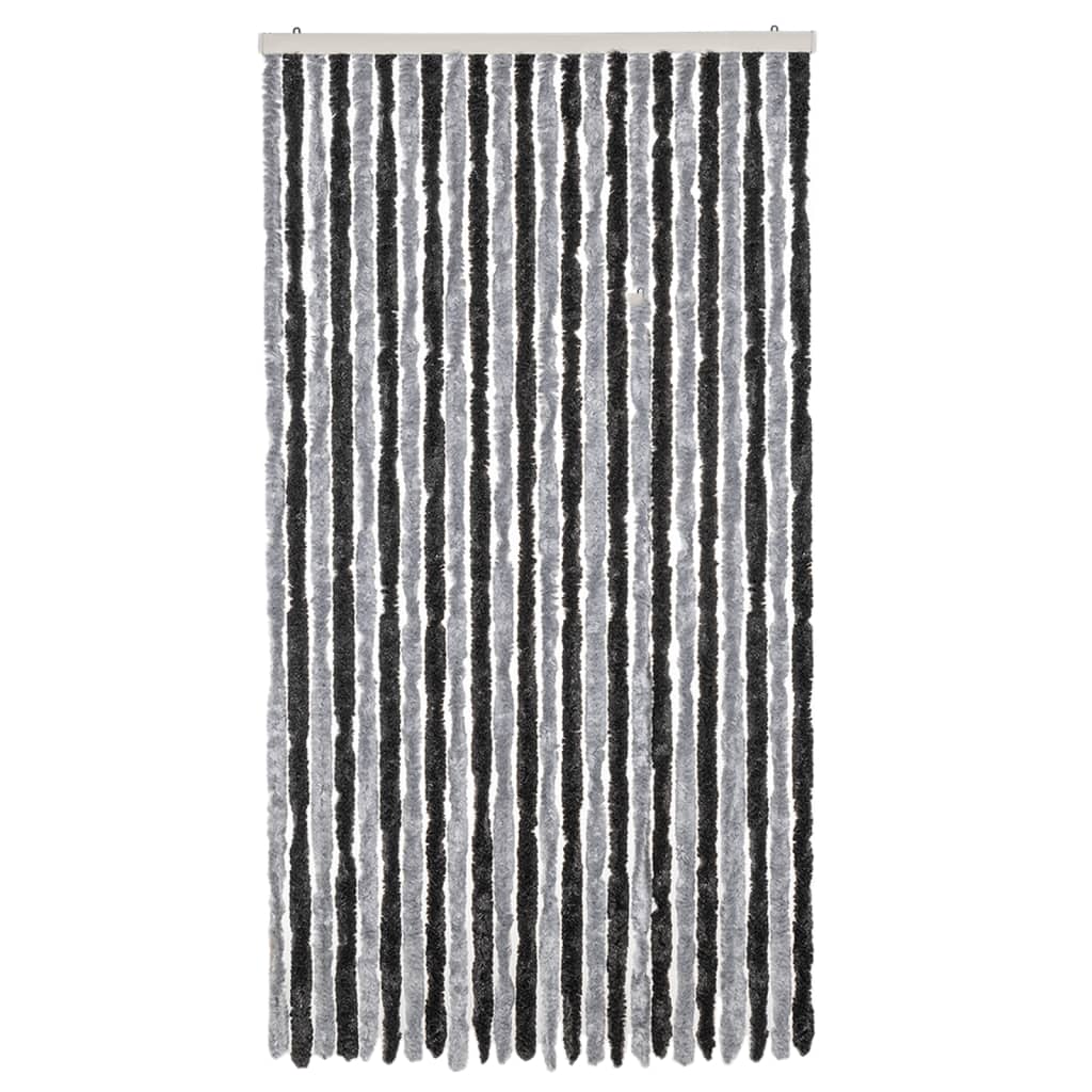 Vidaxl Fly Vorhang 100x230 cm Chenille grau und schwarz