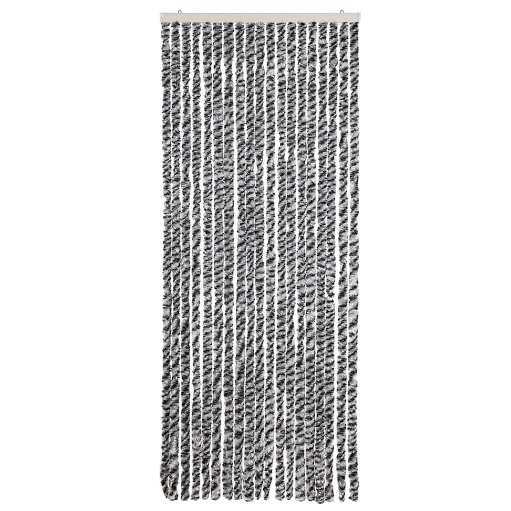 Vidaxl Fly Cundain 56x185 cm Chenille Grey and Black and White