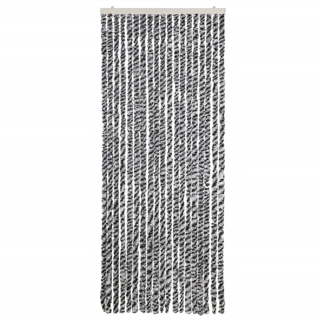 Vidaxl Fly Curtain 56x200 cm Chenille Grey and Black and White