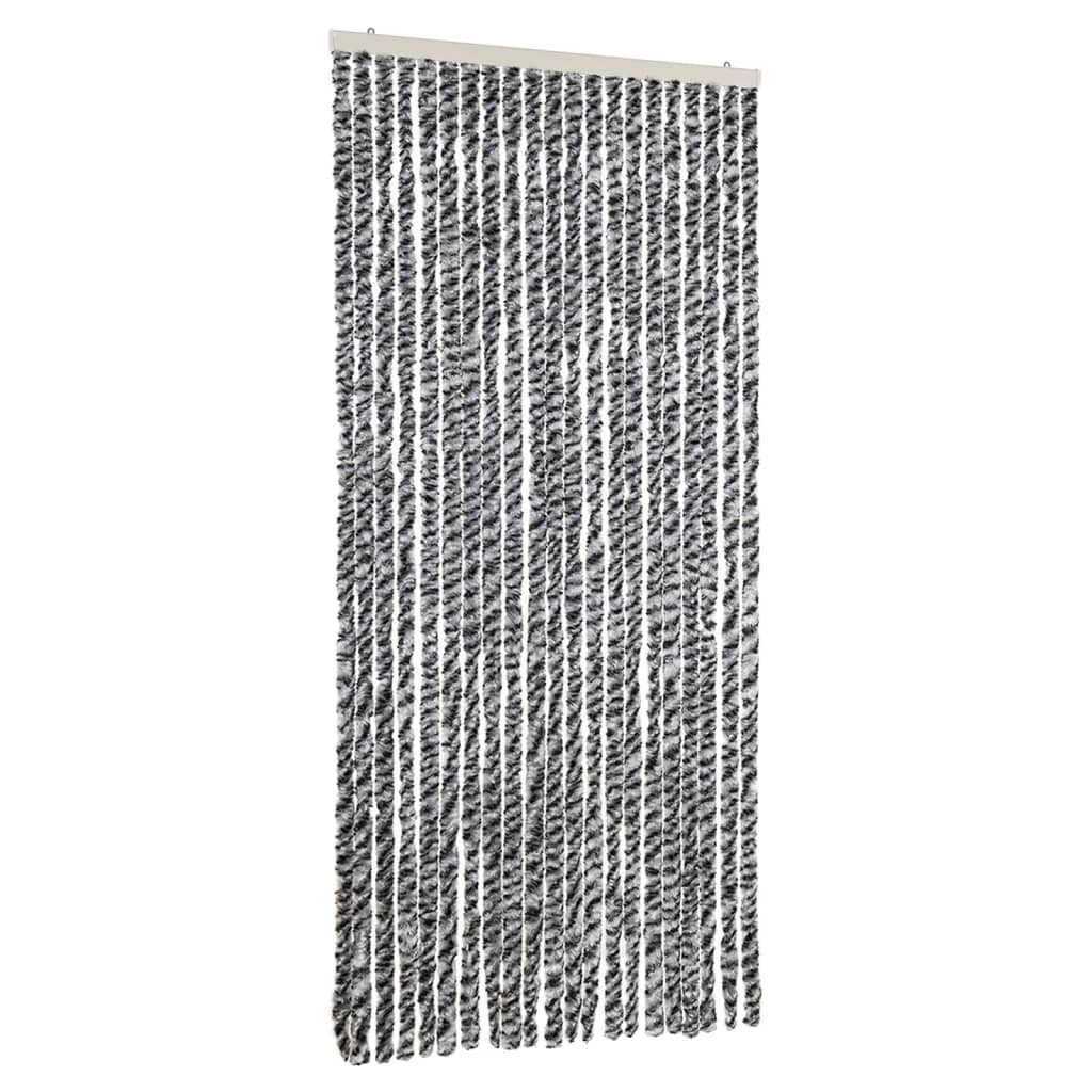 Vidaxl Fly Cundain 90x200 cm Chenille Grey and Black and White