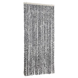 Vidaxl Fly Cundain 90x200 cm Chenille Grey and Black and White