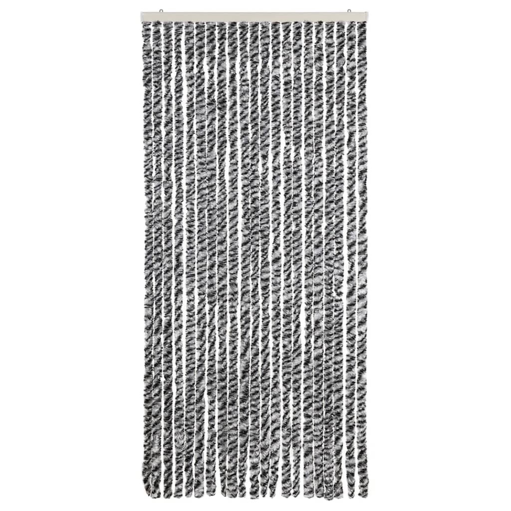 Vidaxl Fly Cundain 90x200 cm Chenille Grey and Black and White