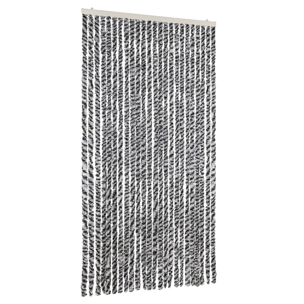 Vidaxl Fly Curtain 100x220 cm Chenille Grey and Black and White