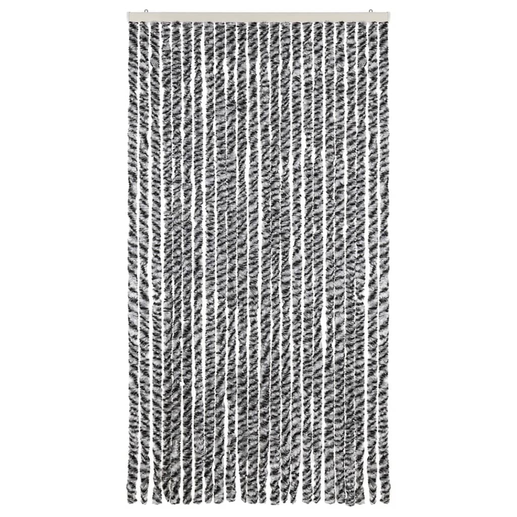 Vidaxl fléien Rido am 100x220 cm Chenille Grey a schwaarz a wäiss