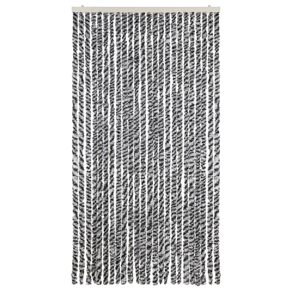 Vidaxl Fly Curtain 100x230 cm Chenille Grey and Black and White