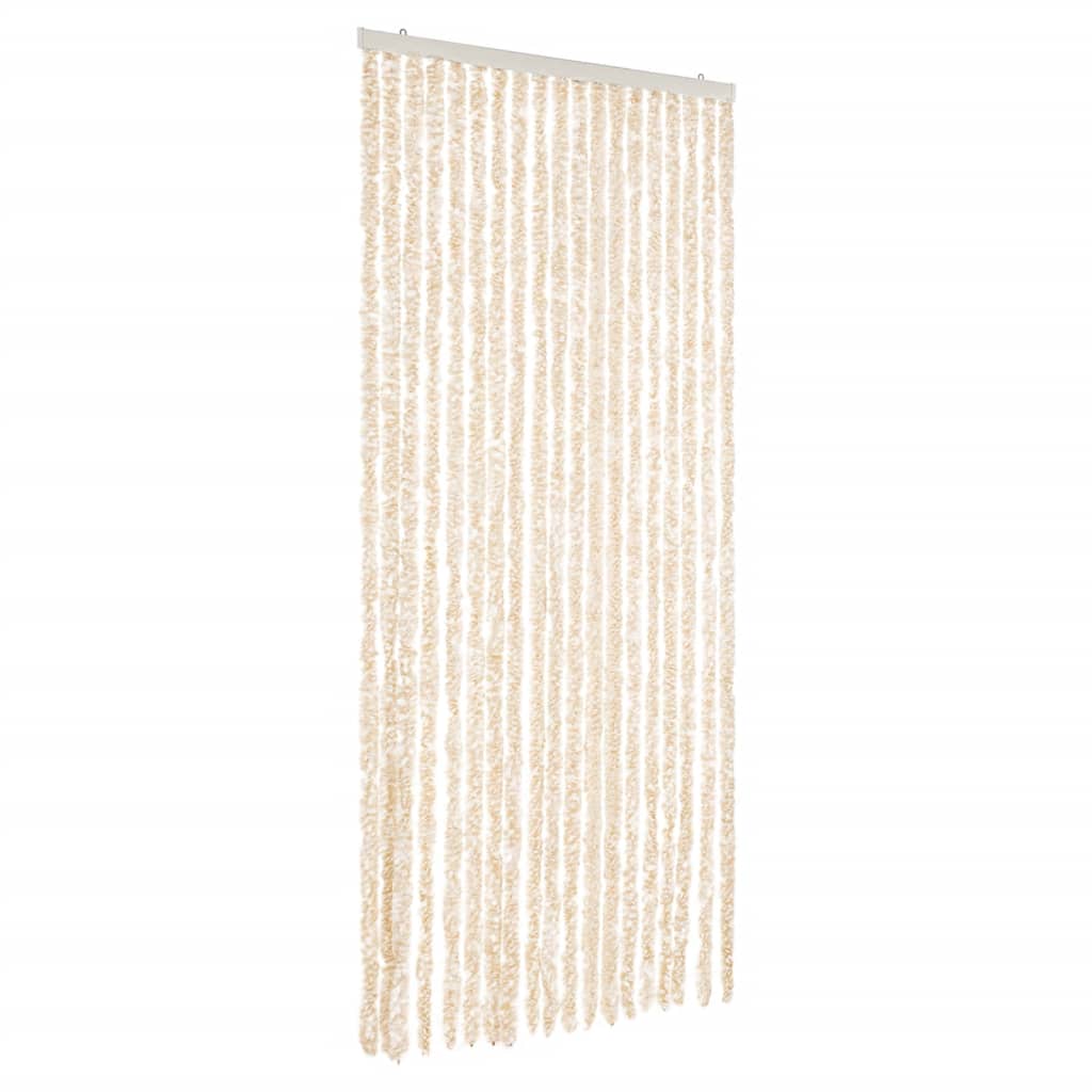 VidaXL Vliegengordijn 56x185 cm chenille beige en wit