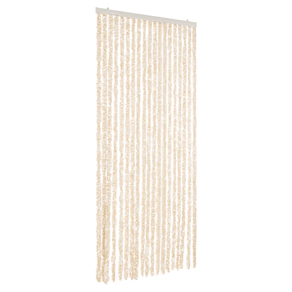 Vidaxl Fly Vorhang 56x200 cm Chenille Beige und Weiß