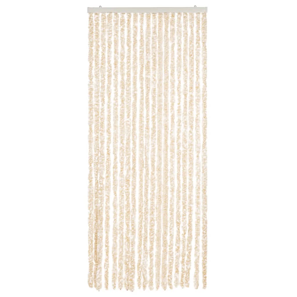 Vidaxl Fly Vorhang 56x200 cm Chenille Beige und Weiß