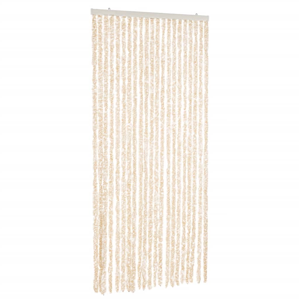 Vidaxl Fly Curtain 90x200 cm CHENILLE BEIGE ET BLANC