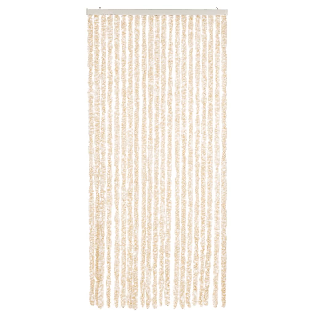 Cortina de mosca Vidaxl 90x200 cm chenille beige y blanco