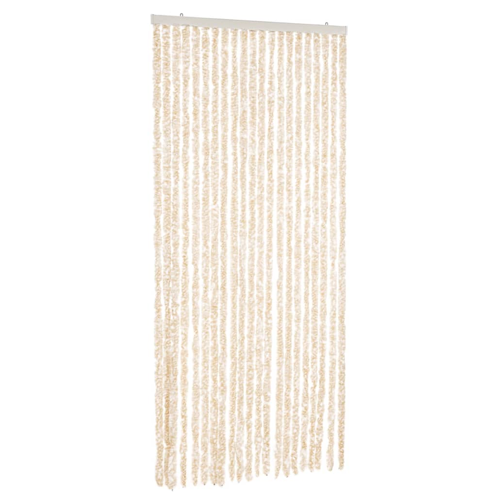 Vidaxl Fly Vorhang 90x220 cm Chenille Beige und Weiß