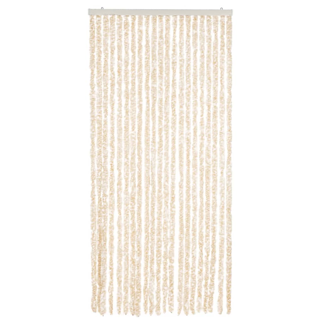 Vidaxl Fly Vorhang 90x220 cm Chenille Beige und Weiß