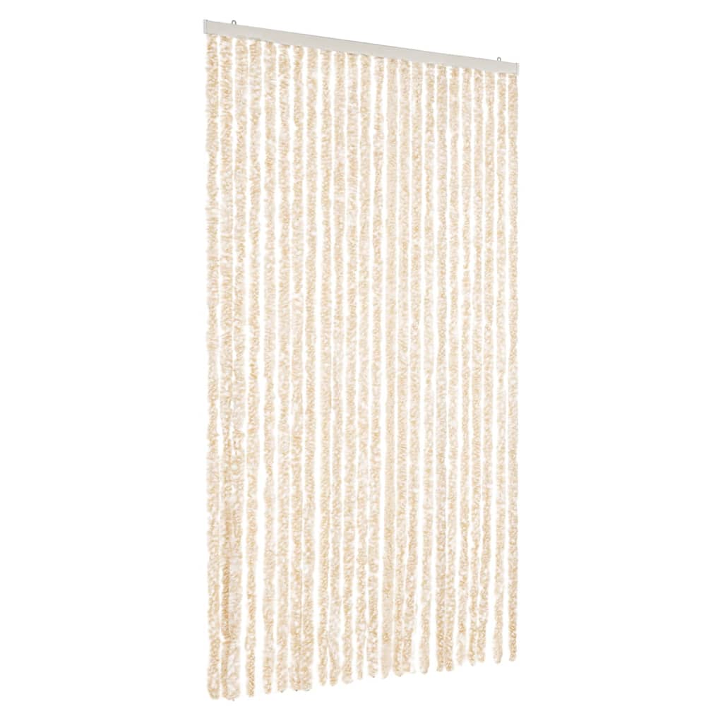 Vidaxl Fly Vorhang 100x200 cm Chenille Beige und Weiß