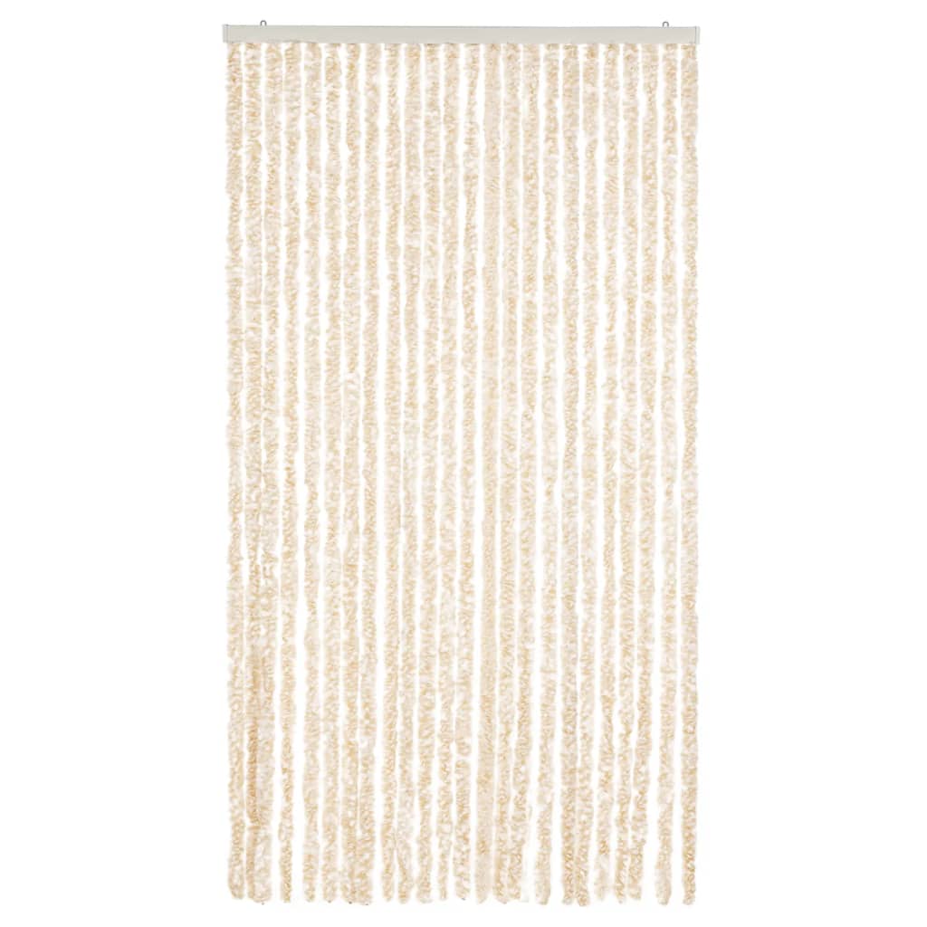 Vidaxl Fly Curtain 100x200 cm Chenille Beige and White