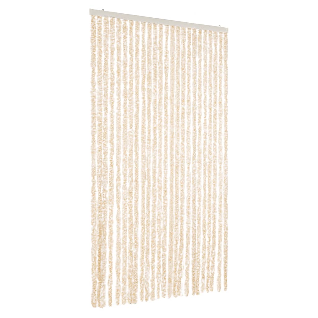 Cortina de mosca Vidaxl 100x220 cm chenille beige y blanco