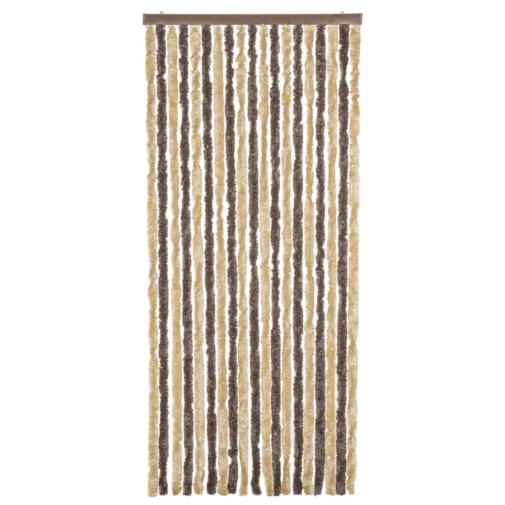 Vidaxl Fly Curtain 56x185 cm Chenille marrone scuro e beige