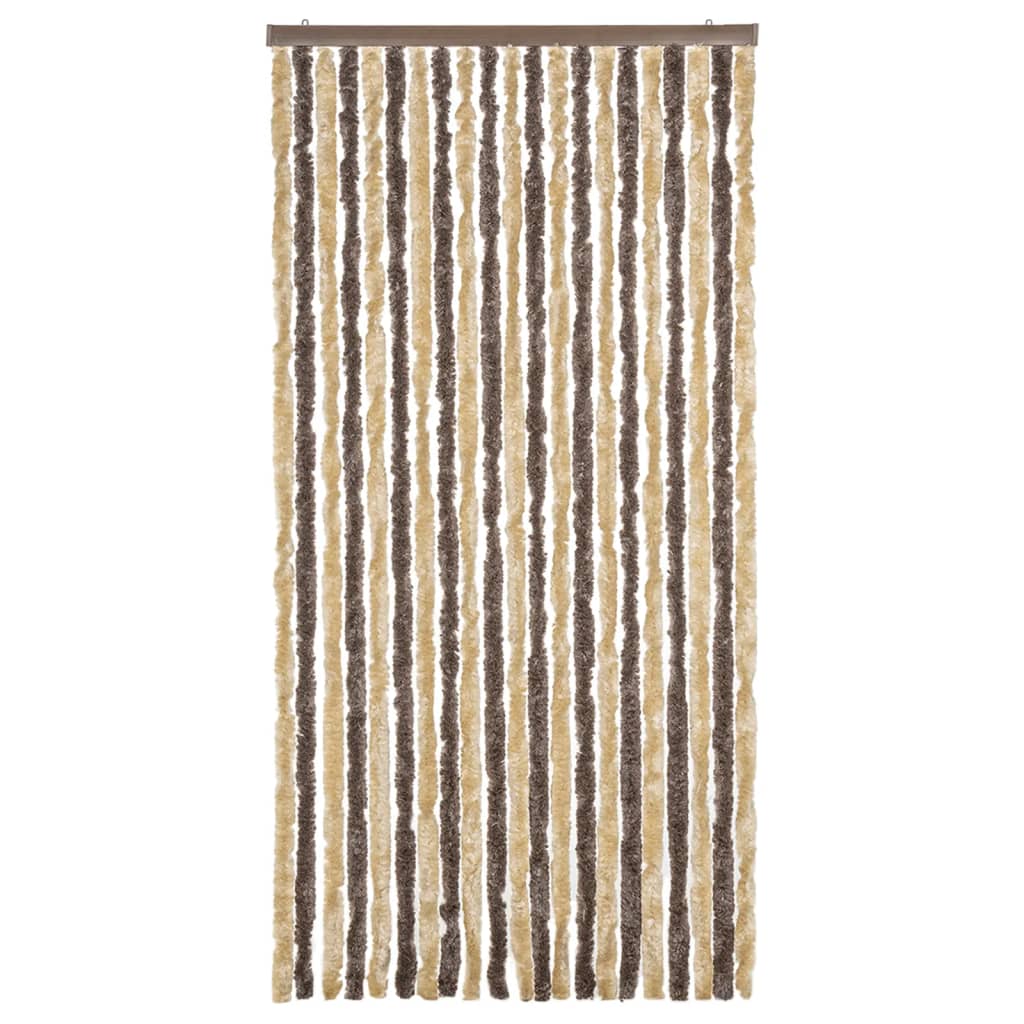 Vidaxl Fly Curtain 90x200 cm Chenille marrone scuro e beige