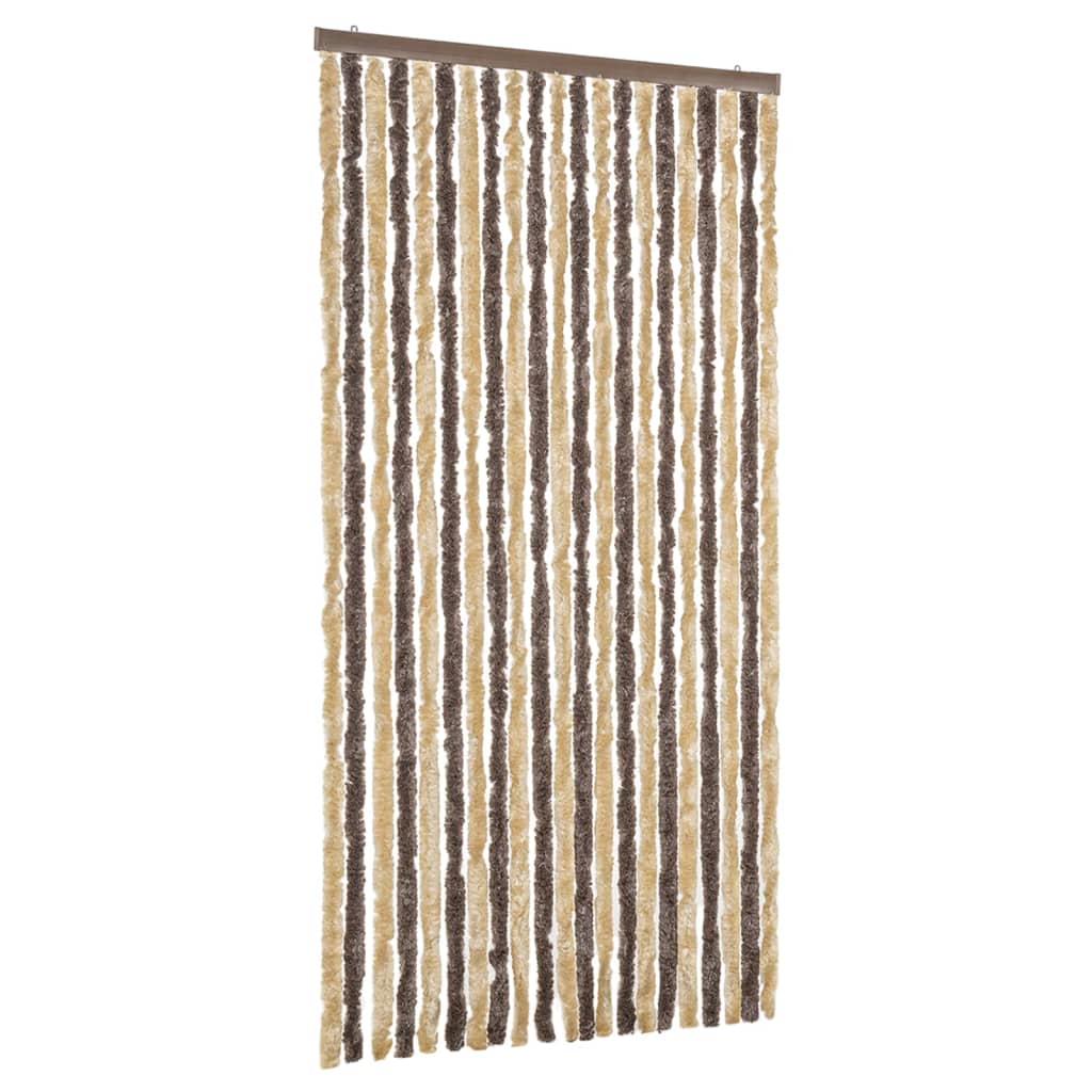 Cortina de mosca Vidaxl 90x220 cm chenille marrón oscuro y beige