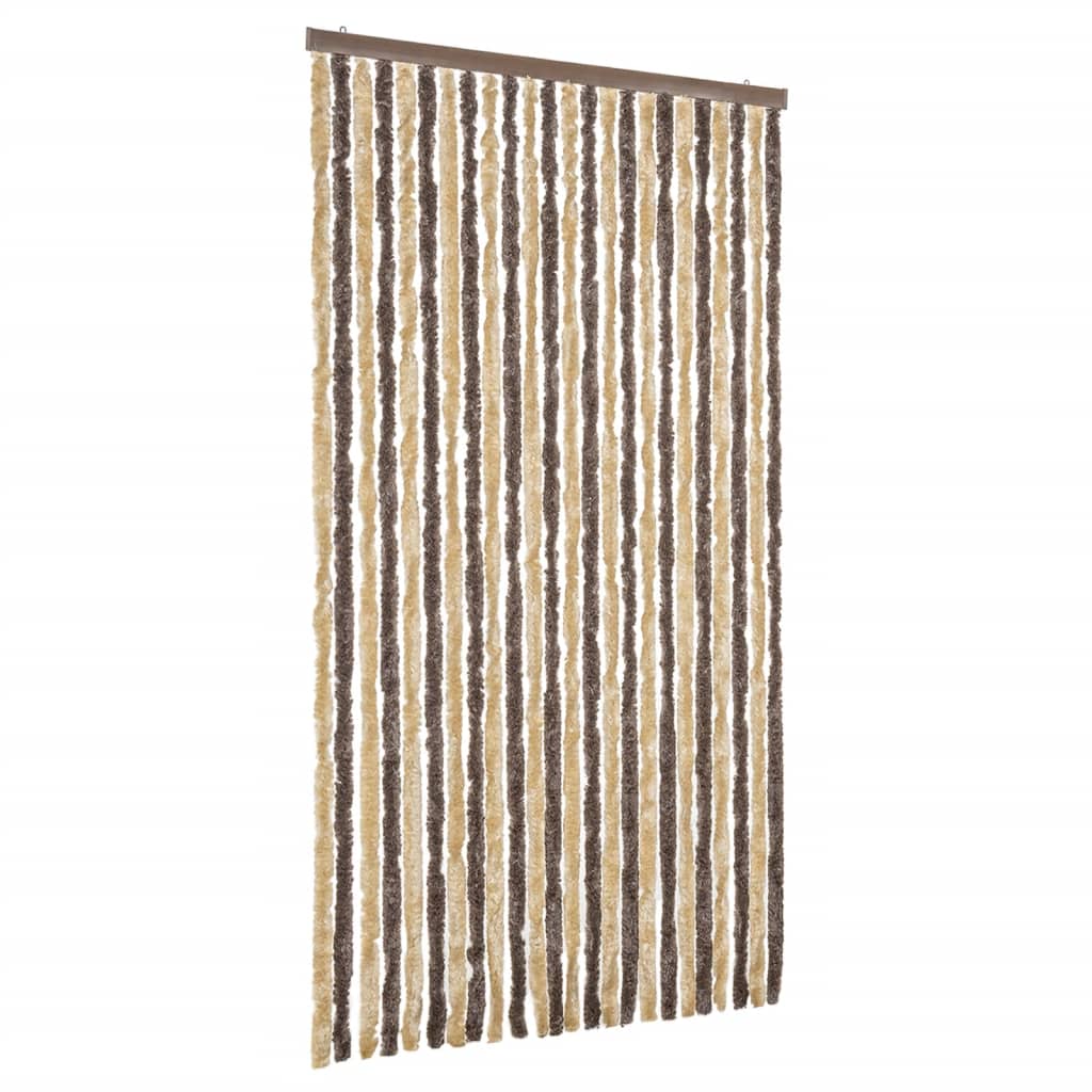 Vidaxl Fly Curtain 100x200 cm Chenille marrone scuro e beige