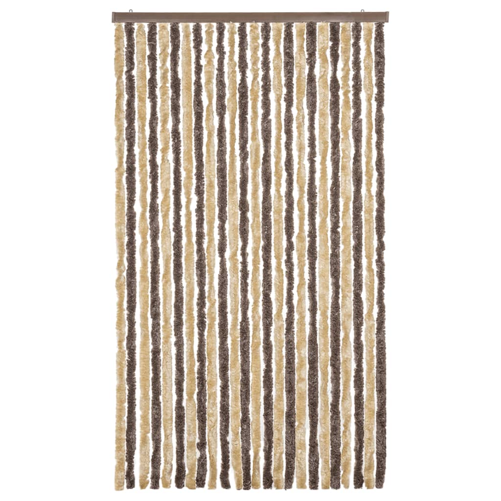 Vidaxl Fly Vorhang 100x200 cm Chenille Dunkelbraun und Beige