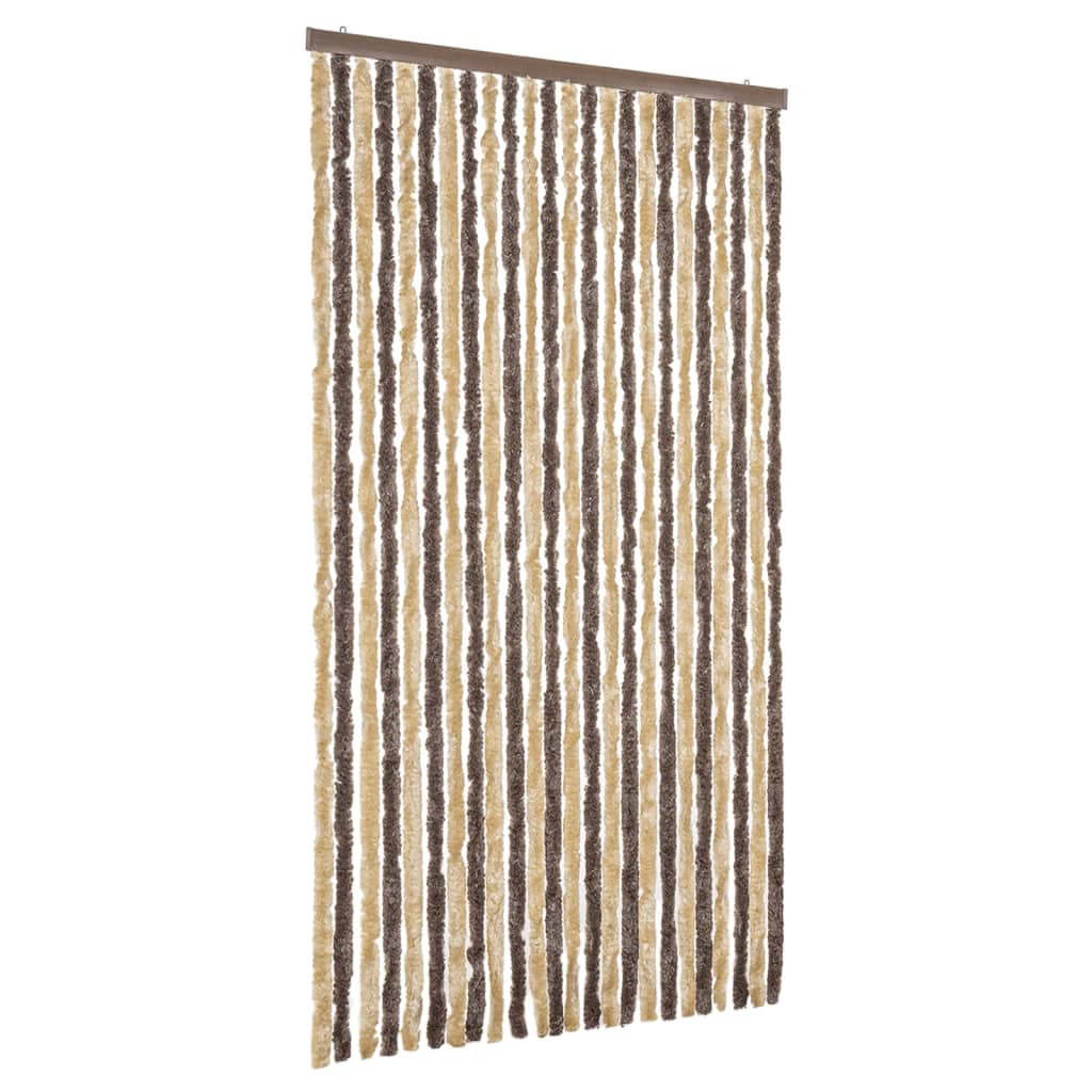 Vidaxl Fly Vorhang 100x220 cm Chenille Dunkelbraun und Beige